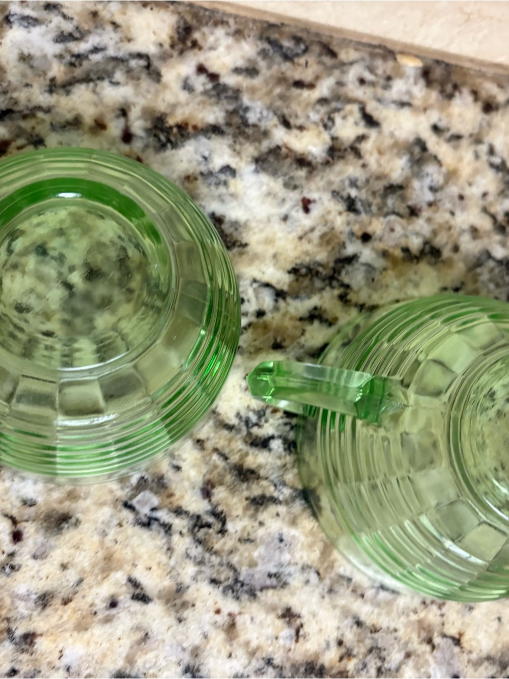 Green Glass Tea Cups - Classic Ribbed Design - Picture 5 of 5
